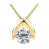 Central Diamond Center Omega Dancing Gemstone Necklace for Women in 925 Sterling Silver & Pure Brilliance Zirconia CZ