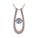 Central Diamond Center “U” Shape Dancing Gemstone Necklace for Women in 925 Sterling Silver w/Pure Brilliance Zirconia
