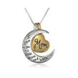 Central Diamond Center Mom, I Love You To The Moon and Back Charm Necklace Sterling Silver Gold Flashed