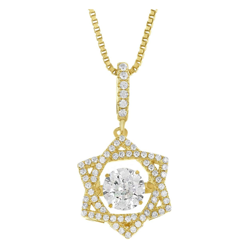 Star of David Dancing Gemstone Necklace in 925 Sterling Silver w/ Pure Brilliance Zirconia CZ