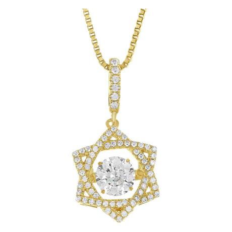 Star of David Dancing Gemstone Necklace in 925 Sterling Silver w/ Pure Brilliance Zirconia CZ
