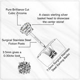 Central Diamond Center 14K Hypoallergenic Solid Gold Post Swarovski Zirconia Stud Earrings-Premium Comfort, No Irritation-Classic Gift for Sensitive Ears (Various Sizes)