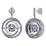 Central Diamond Center Circle Swirl Dancing Gemstone Dangle Earrings or Necklace in Sterling Silver w/Pure Brilliance Zirconia