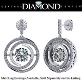 Central Diamond Center Circle Swirl Dancing Gemstone Dangle Earrings or Necklace in Sterling Silver w/Pure Brilliance Zirconia