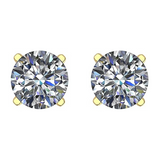 Lucita Simulated Birthstone Stud Earrings with Solid 14K Gold Posts & Sterling Silver Basket