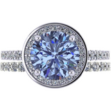 NANA Jewels Sterling Silver Round Cut Wedding Set Engagement Rings for Women - Choose Simulated Morganite, Citrine, Aquamarine & More