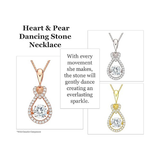Heart & Pear Dancing Gemstone Necklace for Women 925 Sterling Silver & Pure Brilliance Zirconia