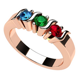 Central Diamond Center S-Bar Mothers Ring w/ 1 to 6 Simulated Birthstones in Sterling Silver/10k/14k Gold