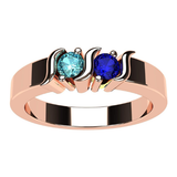 Central Diamond Center S-Bar Couples 2 Stone Ring w/ Simulated Birthstones, Sterling Silver, 10K, or 14K Gold