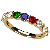 Central Diamond Center U'r Family Ring w/ 1 to 9 Simulated Birthstones in Sterling Silver, 10k, 14K Gold, Mothers Rings