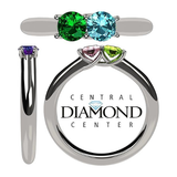 Central Diamond Center Lucita Couples Ring w/ 2 Simulated Birthstones in Sterling Silver, 10K or 14K Gold