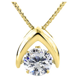Central Diamond Center Omega Dancing Gemstone Necklace for Women in 925 Sterling Silver & Pure Brilliance Zirconia CZ