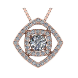 Central Diamond Center Double Square Dancing Gemstone Necklace for Women in Sterling Silver w/Pure Brilliance Zirconia