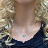 Central Diamond Center Infinity Couples 2 Stones Pendant w/His and Hers Pure Brilliance Simulated Birthstones & 18" Adj. Chain