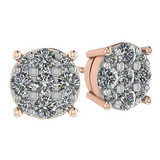 Diamond Stud Earrings CVD Lab Grown Diamonds solid 14K post & Silver basket, 7 or 9 Stone Cluster