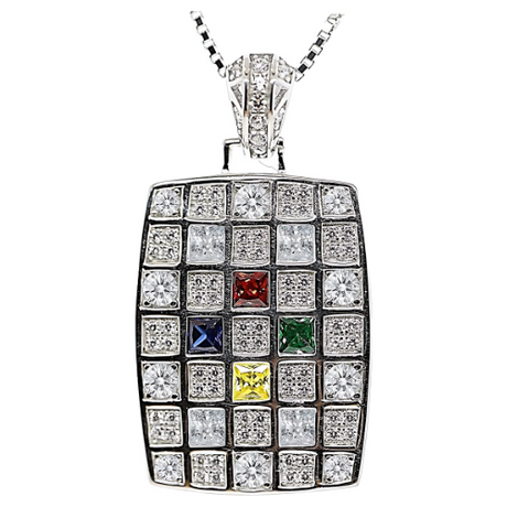 Dog Tag Mother's Necklace with 5 simulated birthstones.