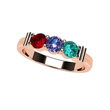 Central Diamond Center Shared Prong Mothers Birthstone Family Ring w/ 1 to 6 Simulated Gemstones in Sterling Silver, 10K or 14K Gold