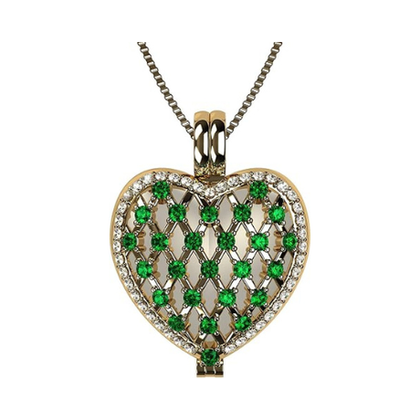 Central Diamond Center Heart of Hearts Birthstone Locket Necklace Pendant in Sterling Silver & Mother of Pearl