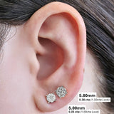 Diamond Stud Earrings CVD Lab Grown Diamonds solid 14K post & Silver basket, 7 or 9 Stone Cluster