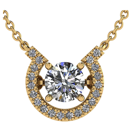 Close-up: "dancing" gemstone movement in horseshoe.