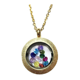 Central Diamond Center Stainless Steel Mother's Round  Locket Pendant (Jan-Dec) Yellow/White/Rose Plated with a Chain