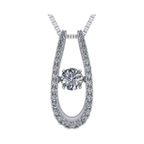 Central Diamond Center “U” Shape Dancing Gemstone Necklace for Women in 925 Sterling Silver w/Pure Brilliance Zirconia