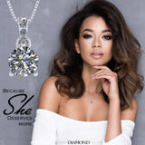 3 Prong Round Solitaire Simulated Diamond Necklace in Solid Sterling Silver with Pure Brilliance Zirconia