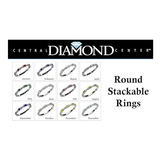 Central Diamond Center Sterling Silver Stackable Birthstone Ring Band w/ Round Cut Simulated Birthstones, Gold Plated