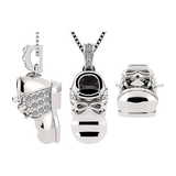 Central Diamond Center Solid 10k or 14K Gold Baby Shoe Charm or Pendant Necklace with Pure Brilliance Zirconia