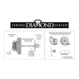 Central Diamond Center Halo Earring & Necklace Set, Solid Sterling Silver w/Pure Brilliance Zirconia - Hypoallergenic