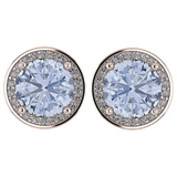 NANA Jewels Round Halo Simulated Aquamarine Pure Brilliance Zirconia Earrings & Necklace in Solid Sterling Silver