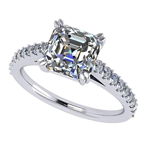 Nana Jewels Asscher Cut Cathedral Solitaire Engagement Ring 7Mm (2Ct) Pure Brilliance Zirconia - Sterling Silver, 10K Or 14K Gold