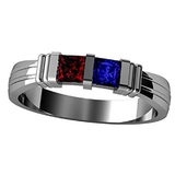 Central Diamond Center Princess Couples 2 Stone Ring w/Simulated Birthstones in Silver, 10K or 14K Gold