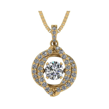 Central Diamond Center Swirl Dancing Gemstone Necklace for Women in Solid 925 Sterling Silver w/Pure Brilliance Zirconia CZ