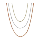 Sterling Silver Diamond Cut Rope Chain, Made In Italy, White/Yellow/Rose Gold Plated