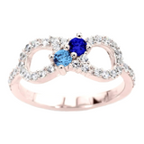 Central Diamond Center Infinity Couples 2 Stone Ring w/Simulated Birthstones in Silver, 10K or 14K Gold