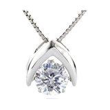 Central Diamond Center Omega Dancing Gemstone Necklace for Women in 925 Sterling Silver & Pure Brilliance Zirconia CZ