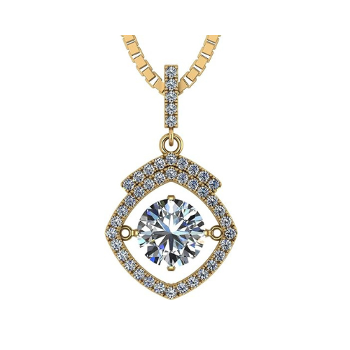 Square Halo Dancing Gemstone Matching Earrings & Necklace 925 Sterling Silver & Pure Brilliance Zirconia