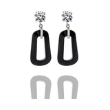 Central Diamond Center Black Ceramic & Pure Brilliance Zirconia CZ Earrings and Necklace