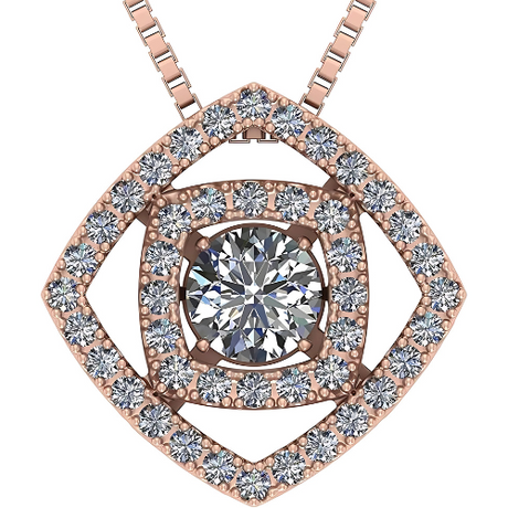 Central Diamond Center Double Square Dancing Gemstone Necklace for Women in Sterling Silver w/Pure Brilliance Zirconia