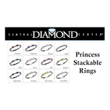 Central Diamond Center Sterling Silver Stackable Birthstone Ring Band w/Princess Cut Simulated Birthstones, Gold Plated