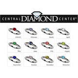 Central Diamond Center Customizable Lucita Solitaire Birthstone Ring Set In 925 Sterling Silver W/Simulated Birthstone