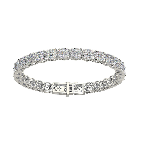 Lab Created CVD Diamond Cluster Tennis Bracelet 4ctw-7 1/2 ctw, 7 or 8" 10kt Gold