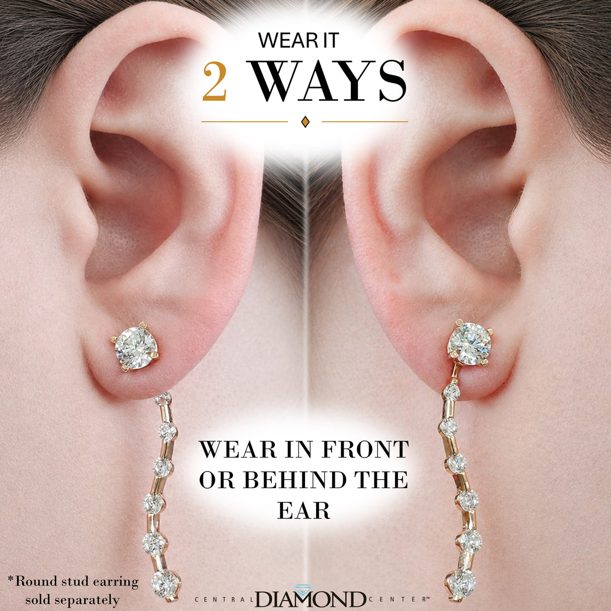 Earring Jacket for Stud Earrings in Solid 925 Sterling Silver made with Pure Brilliance Zirconia CZ