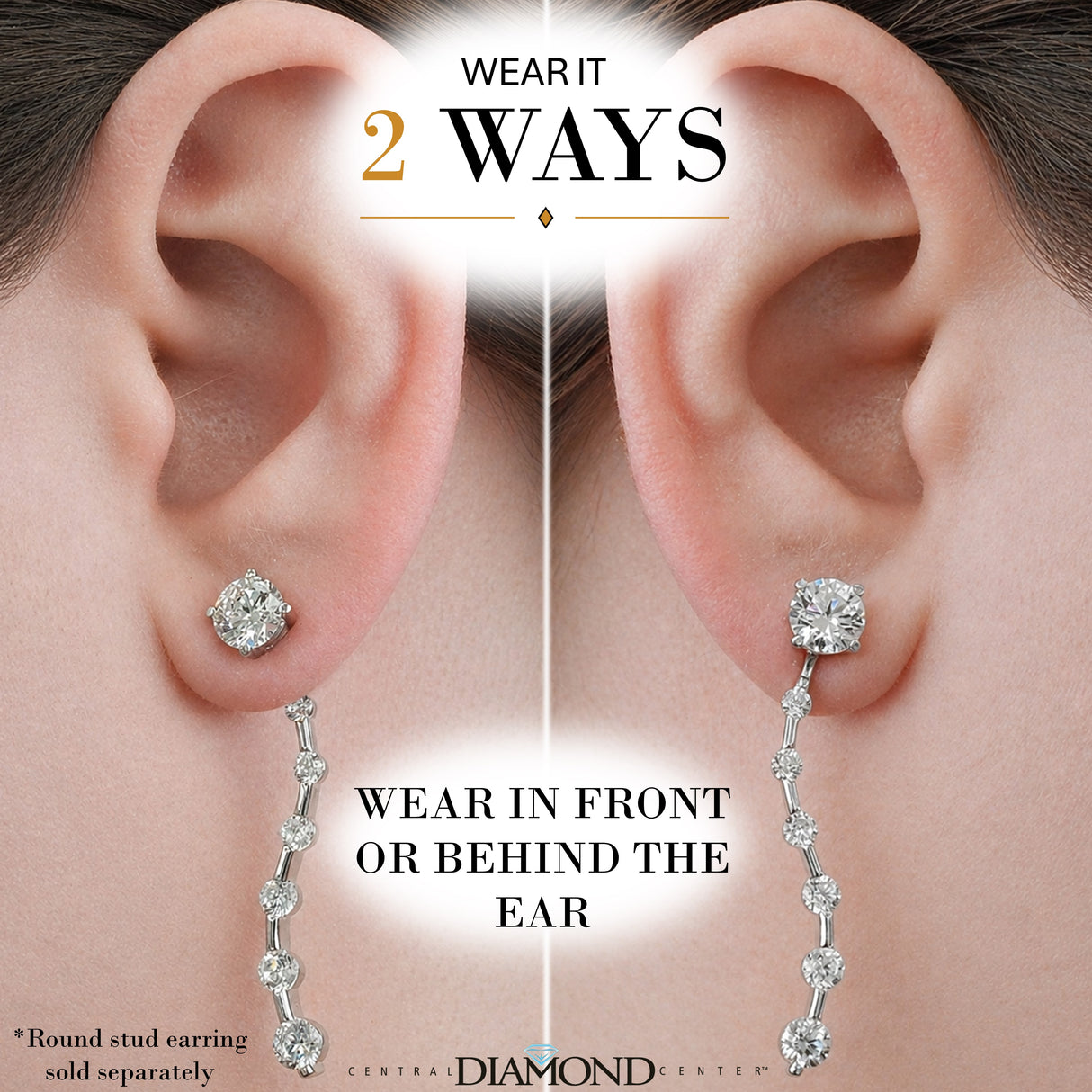 Earring Jacket for Stud Earrings in Solid 925 Sterling Silver made with Pure Brilliance Zirconia CZ