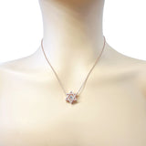 Central Diamond Center Star of David Dancing Gemstone Necklace for Women, Sterling Silver w/Pure Brilliance CZ, Chain Attached