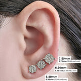 Diamond Stud Earrings CVD Lab Grown Diamonds solid 14K post & Silver basket, 7 or 9 Stone Cluster