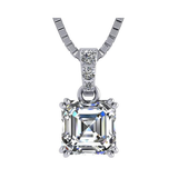 Nana Jewels Asscher Cut Simulate Diamond Solitaire Necklace With 22" Adjustable Box Chain- 7Mm(2Ct) Or 8Mm(3Ct) Look