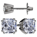 NANA Jewels Cushion Cut Simulated Diamond Stud Earrings 14K Solid Gold Post & Sterling Silver -0.60ctw-4.00ctw CZ