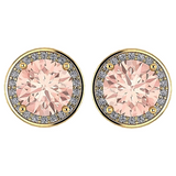 Simulated Morganite Pure Brilliance Zirconia Round Halo Stud Earrings in Solid Sterling Silver, Hypoallergenic
